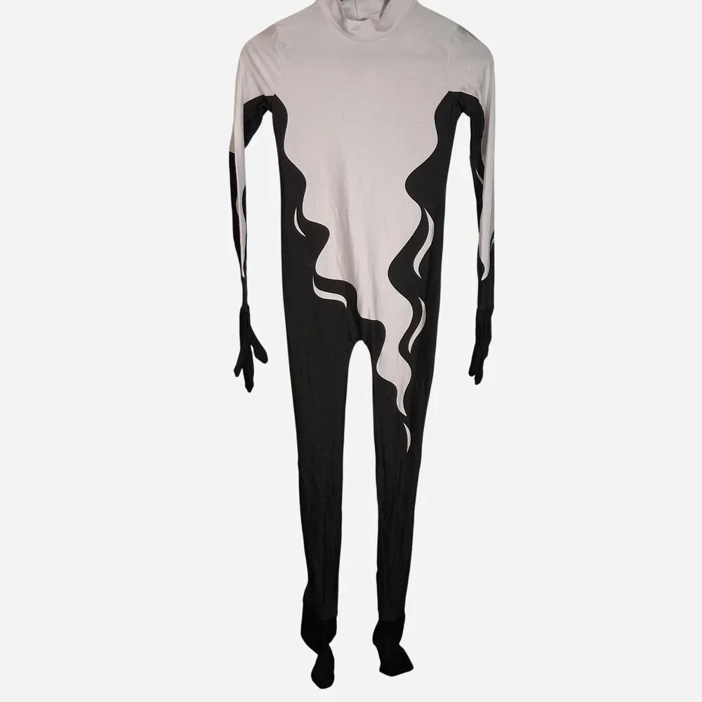 Kids unisex white/black ghost costume with mask   size Large 12-14